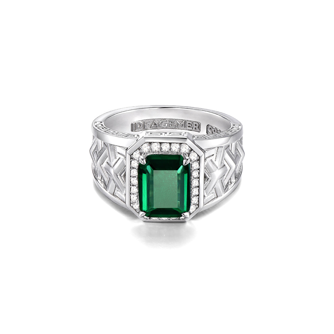 Silver Emerald Armor Ring