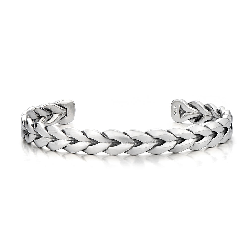 Sterling Silver Wheat Ear Bangle Bracelet