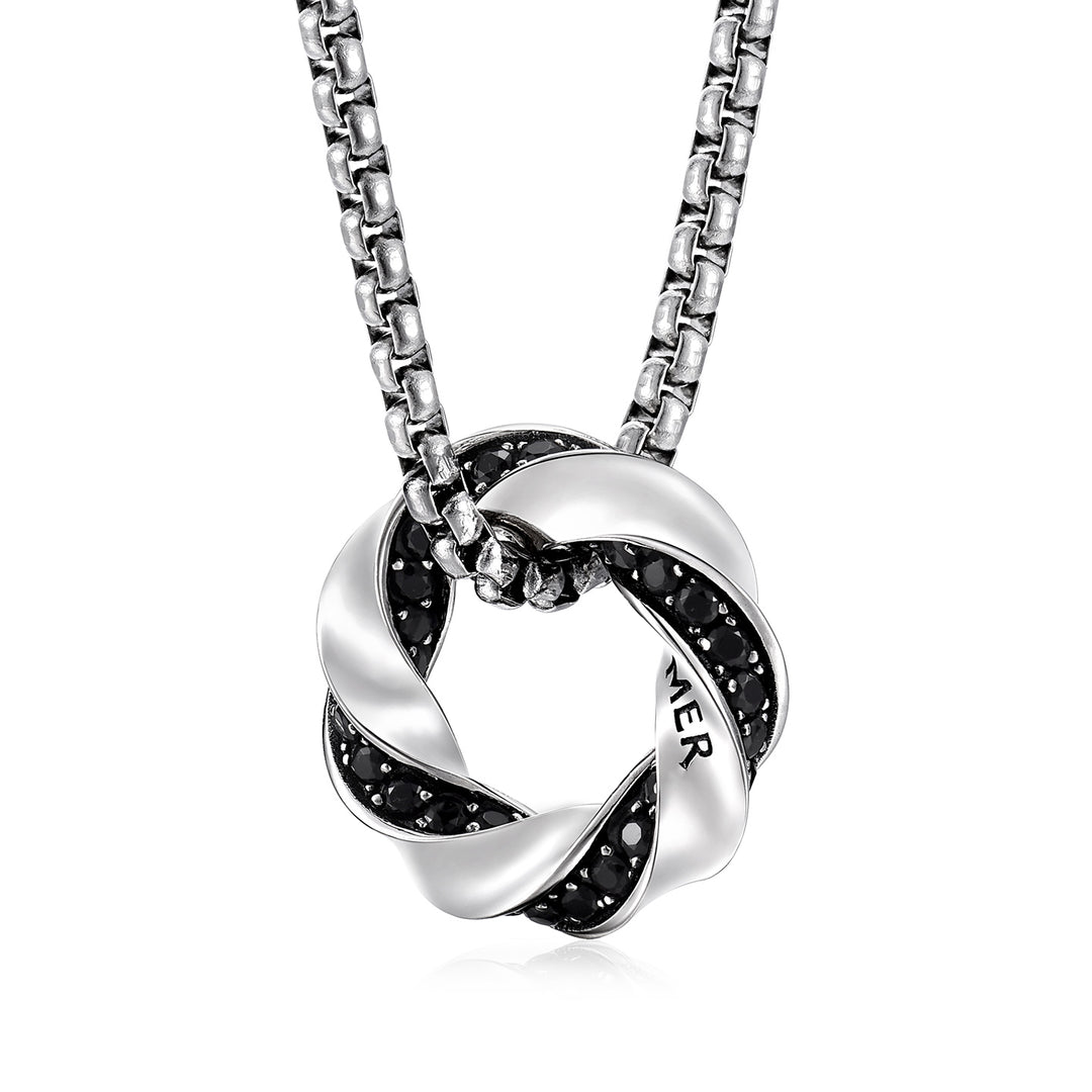 Iced Mobius Hoop Pendant Necklace