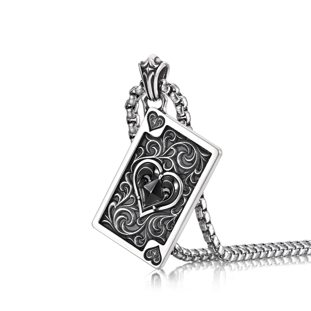 Black Heart Suit Poker Card Pendant