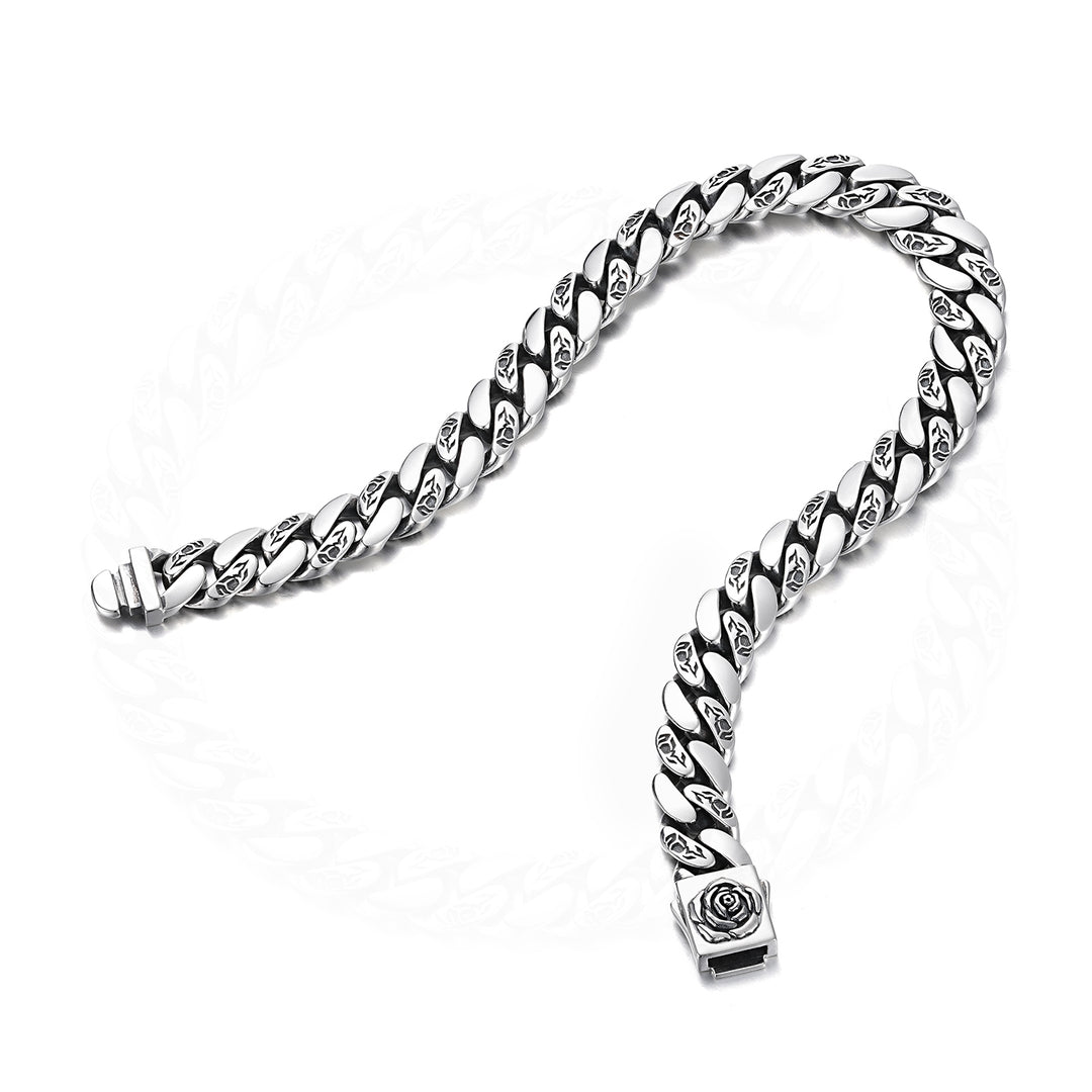 Vintage Iron Rose Cuban Link Bracelet