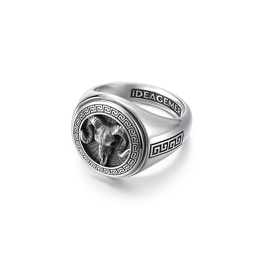 Vintage Ram Skull Medallion Ring