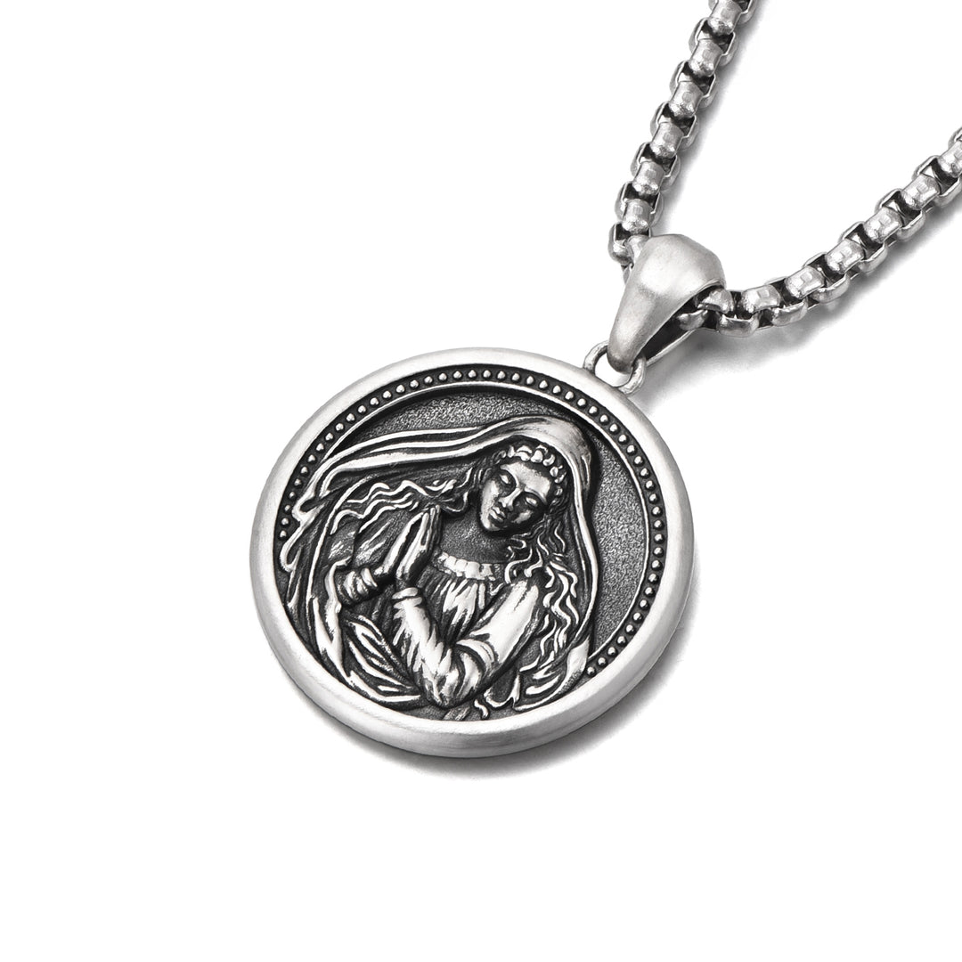 Vintage Saint Mary Pendant Necklace