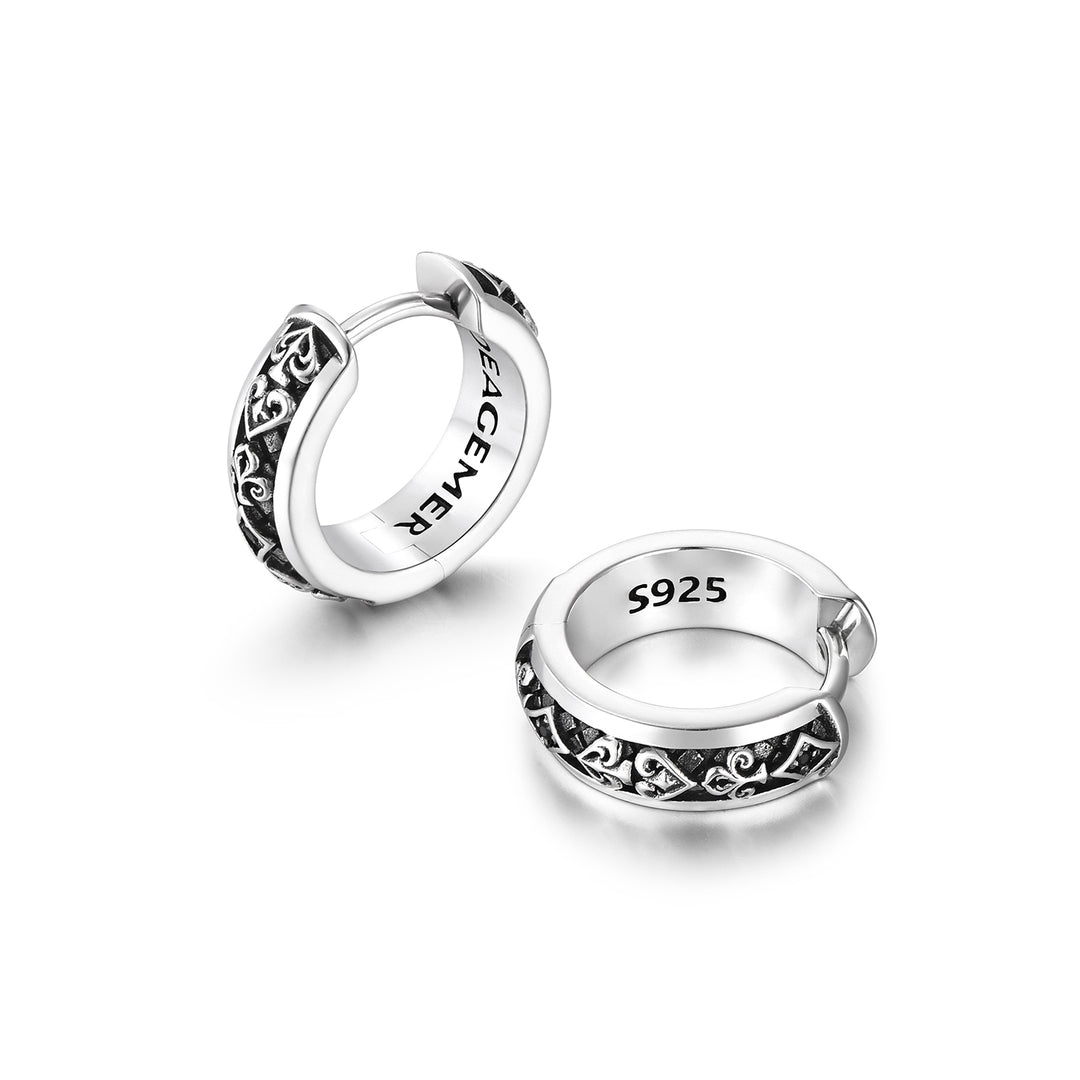 Black Poker Card Hoop Earrings