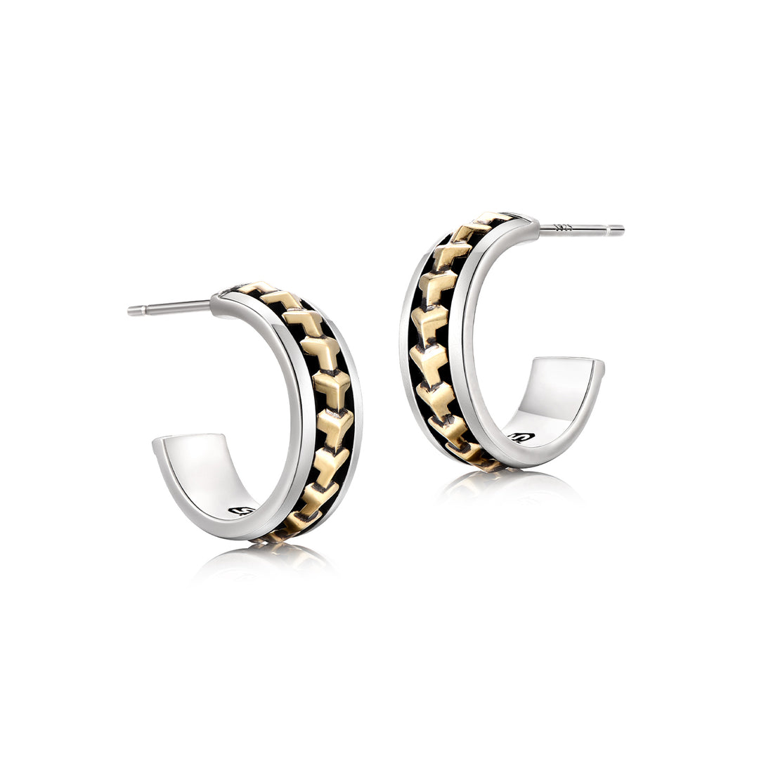 Black Gold Armor Hoop Earrings