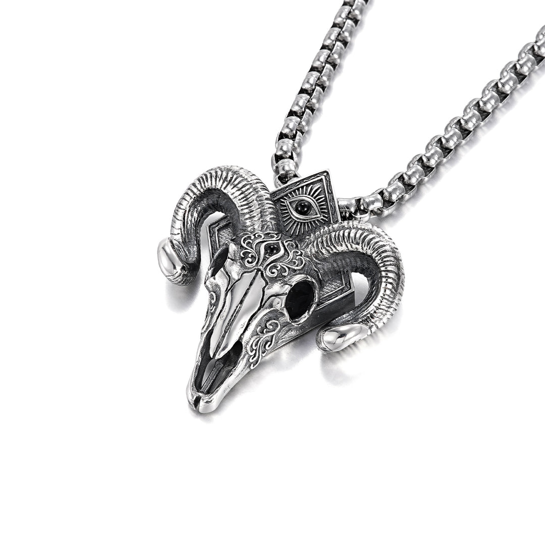 Vintage Sentinel Eye Ram Skull Pendant