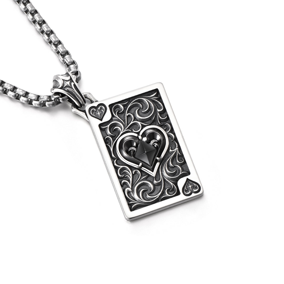 Black Heart Suit Poker Card Pendant