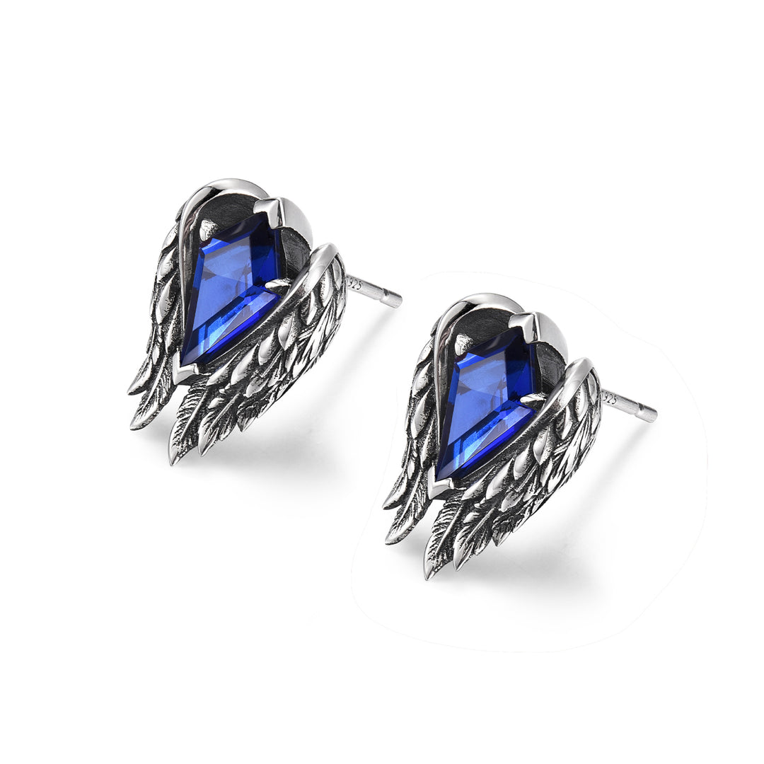 Vintage Sapphire Wings of Freedom Stud Earrings
