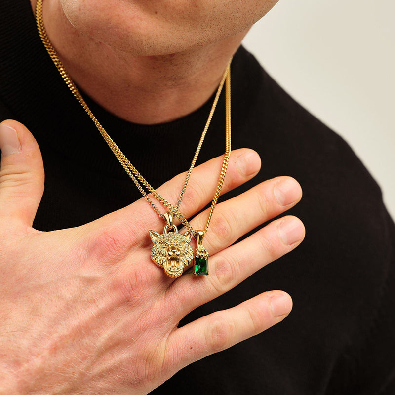 Golden Claw Baguette Pendant Necklace