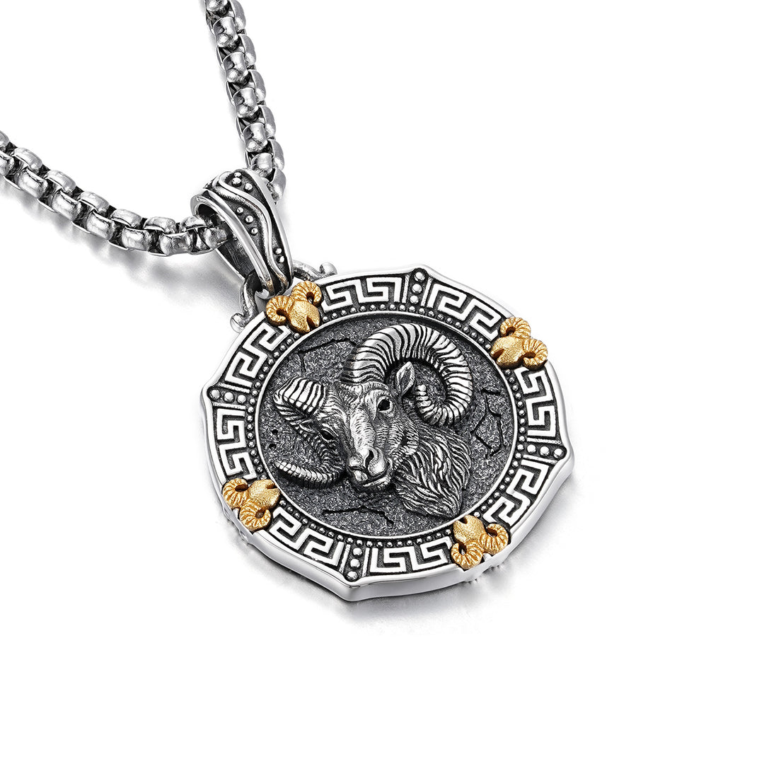 Vintage Sovereign Ram Medallion Pendant