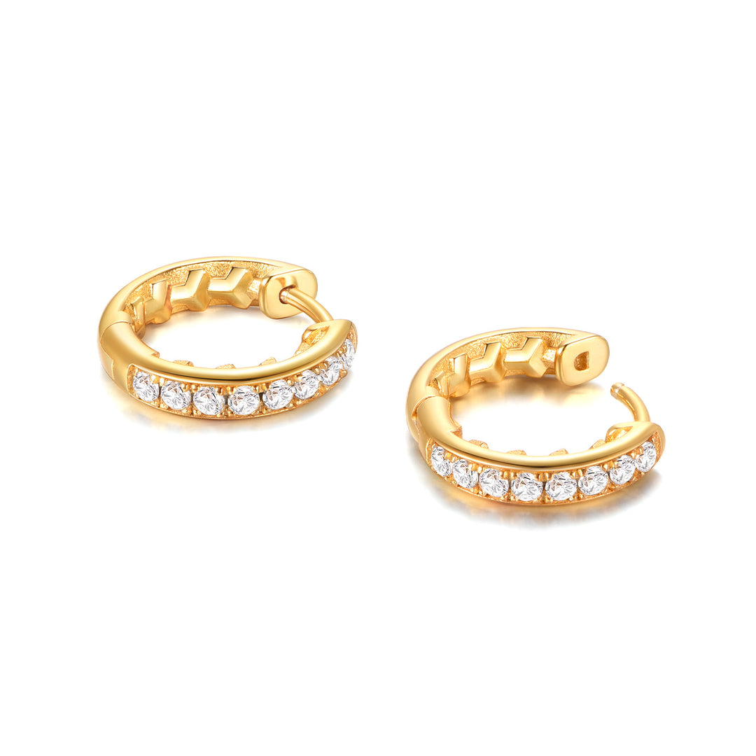 Iced Golden Inner Armor Hoop Earrings