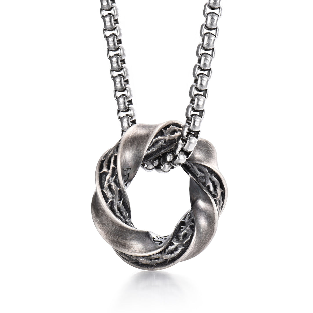 Vintage Thorn Mobius Hoop Pendant Necklace