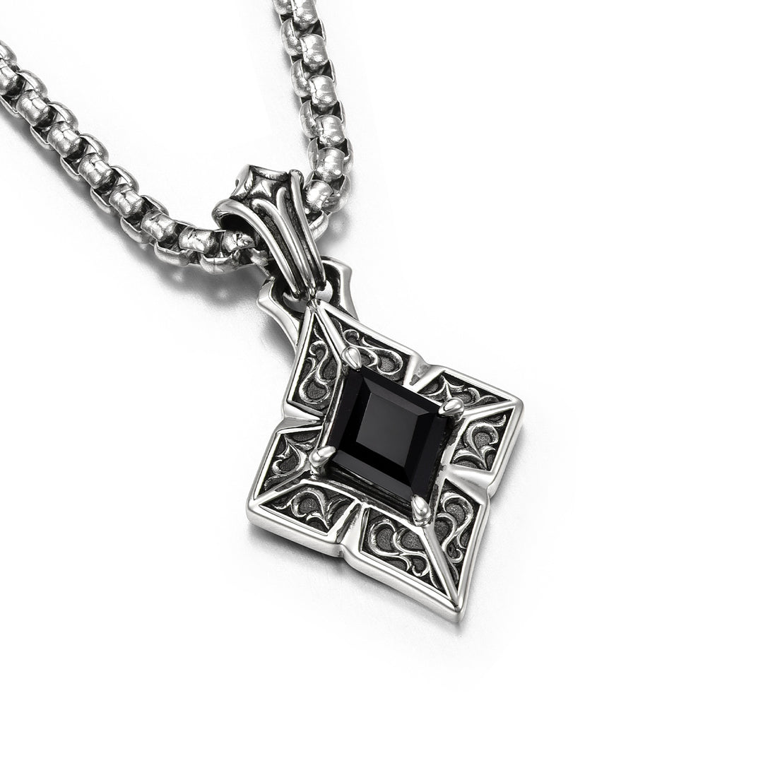 Vintage Black Gem Diamond Suit Pendant