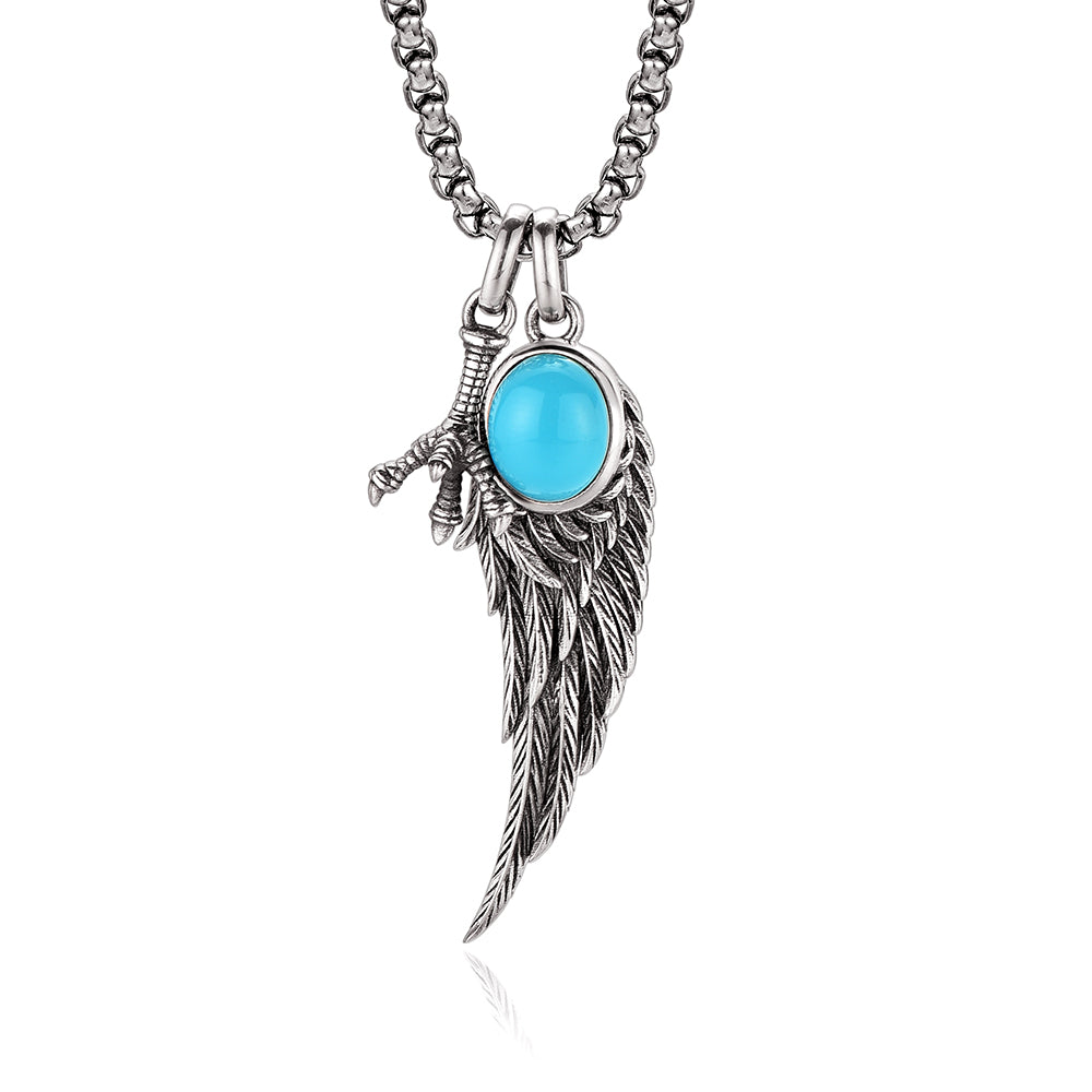 Vintage Wing & Claw Turquoise Pendant