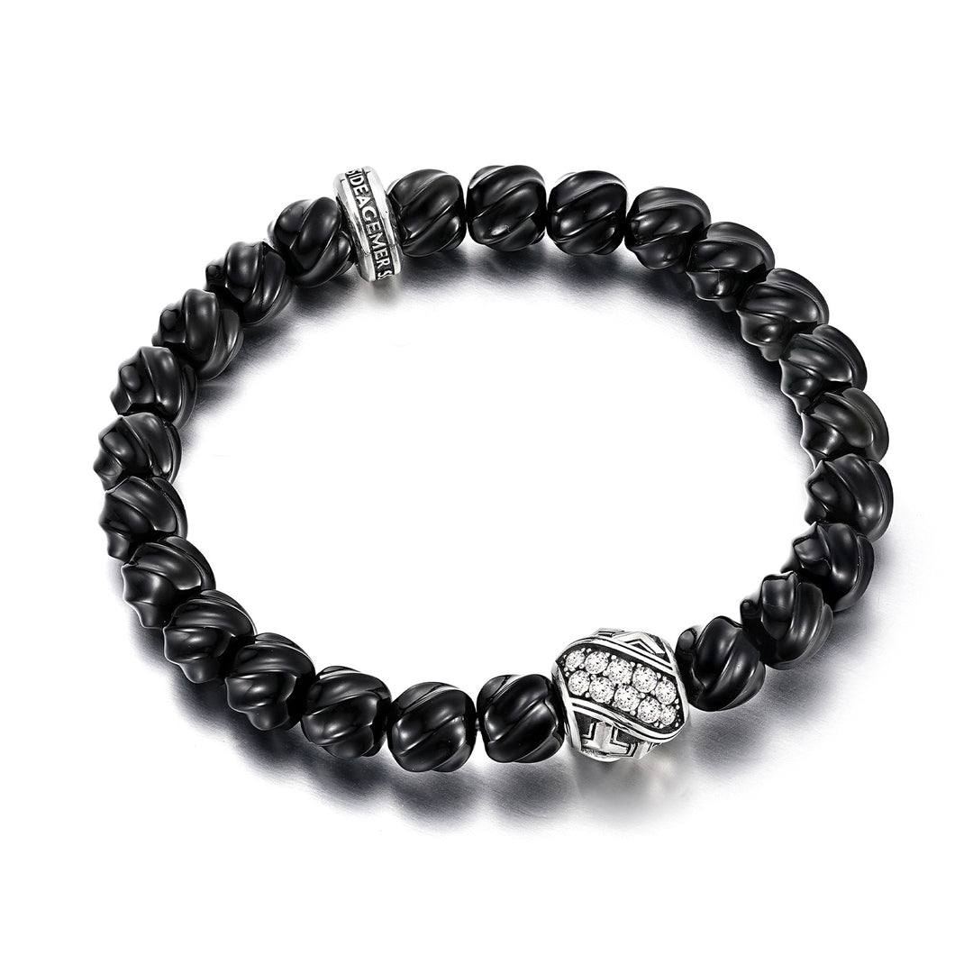 Black Onyx Spiral Armor Beaded Bracelet