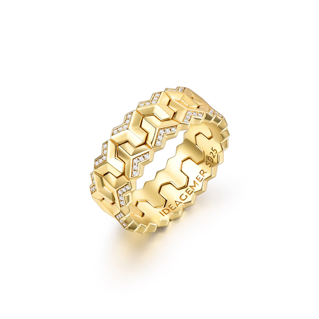Iced Twin Row Mountain Armor Ring