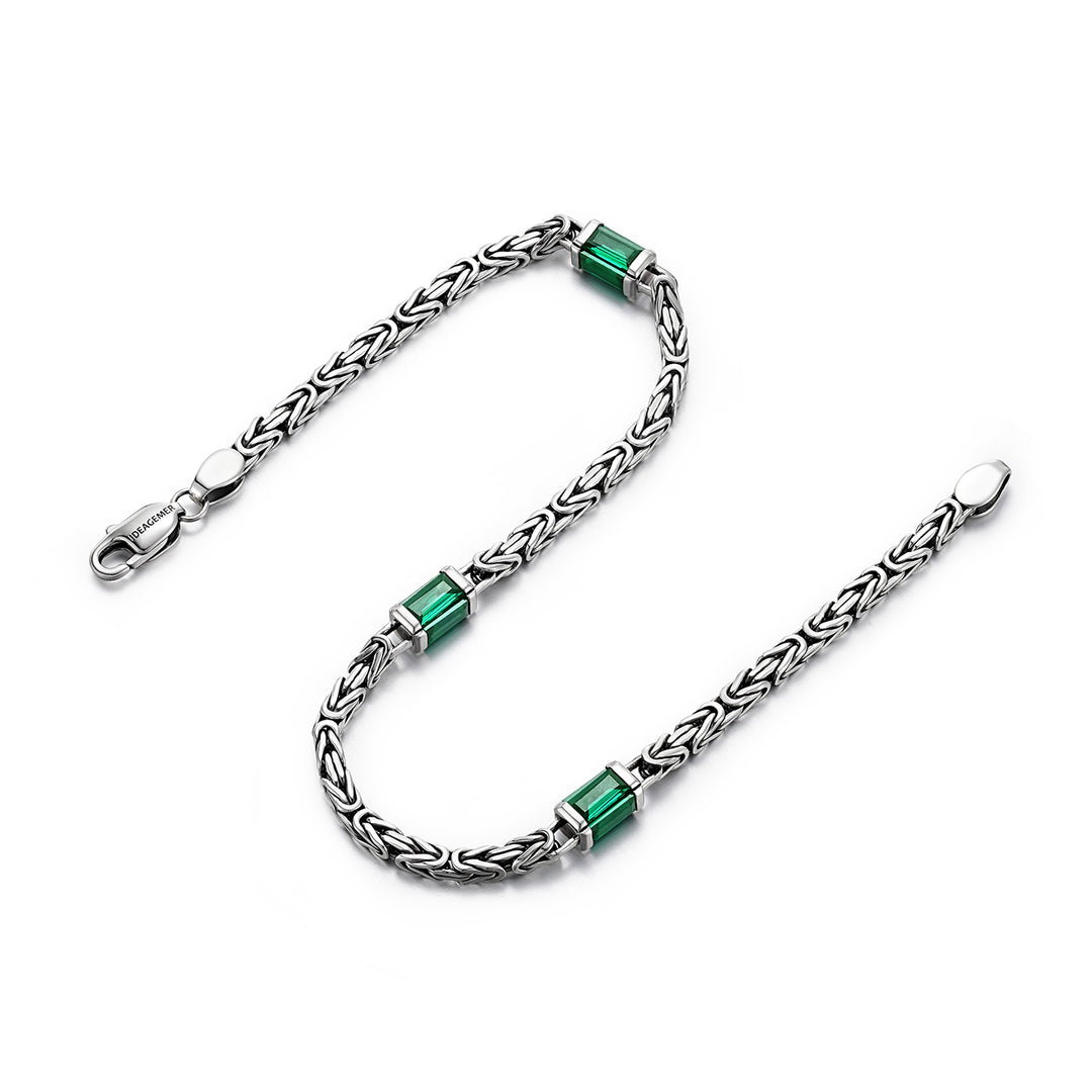 Vintage Emerald Byzantine Chain Bracelet