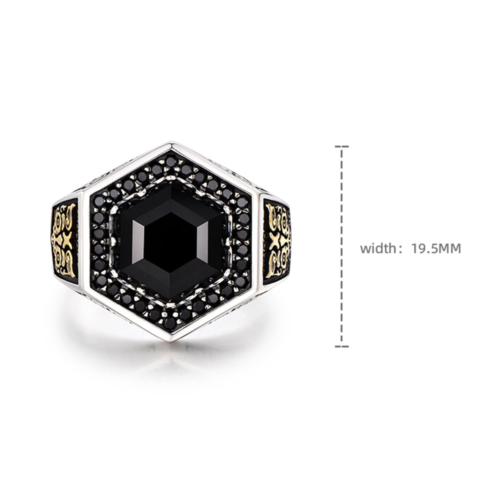 Ancient Hexagon Black Onyx Signet Ring