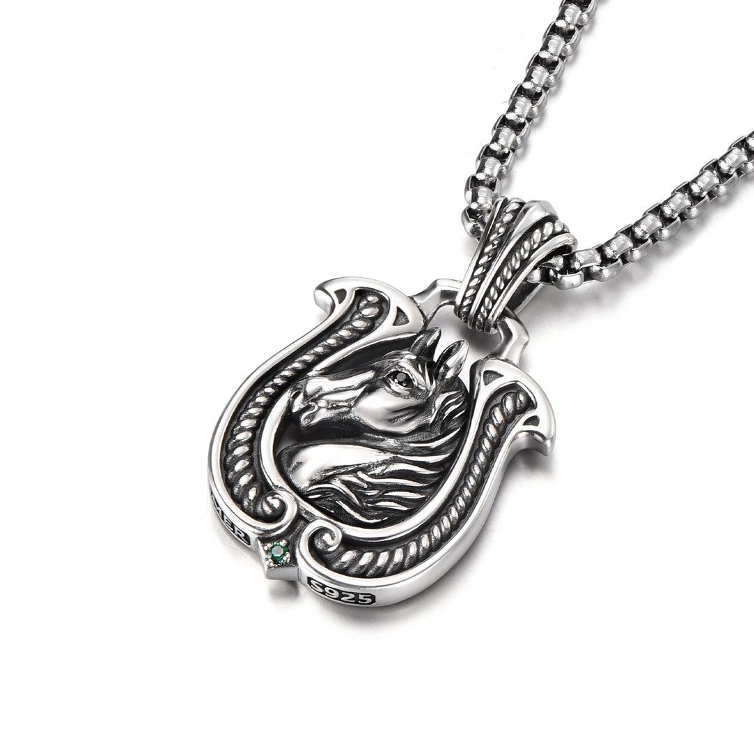 Vintage Horse & Horseshoe Pendant