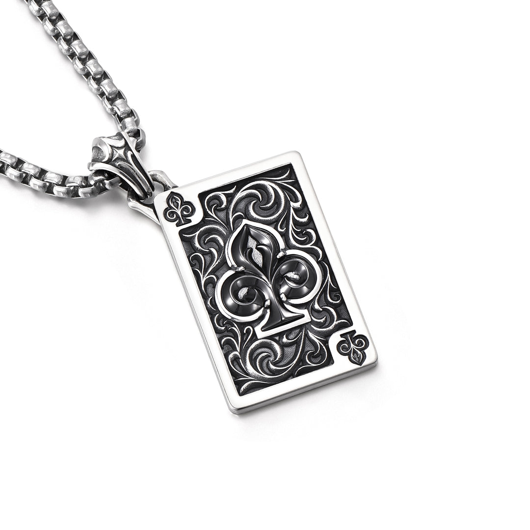 Black Club Suit Poker Card Pendant