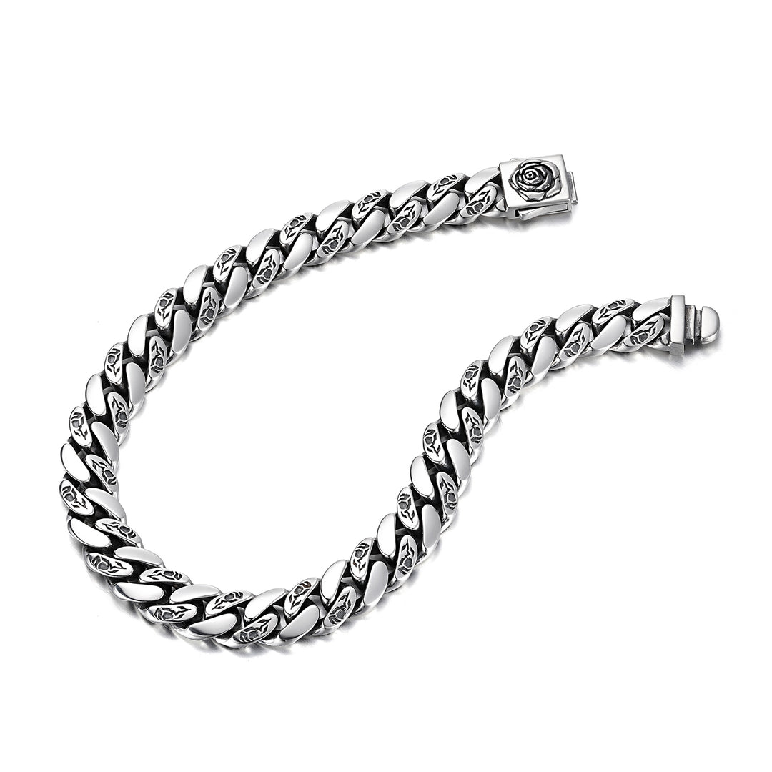 Vintage Iron Rose Cuban Link Bracelet