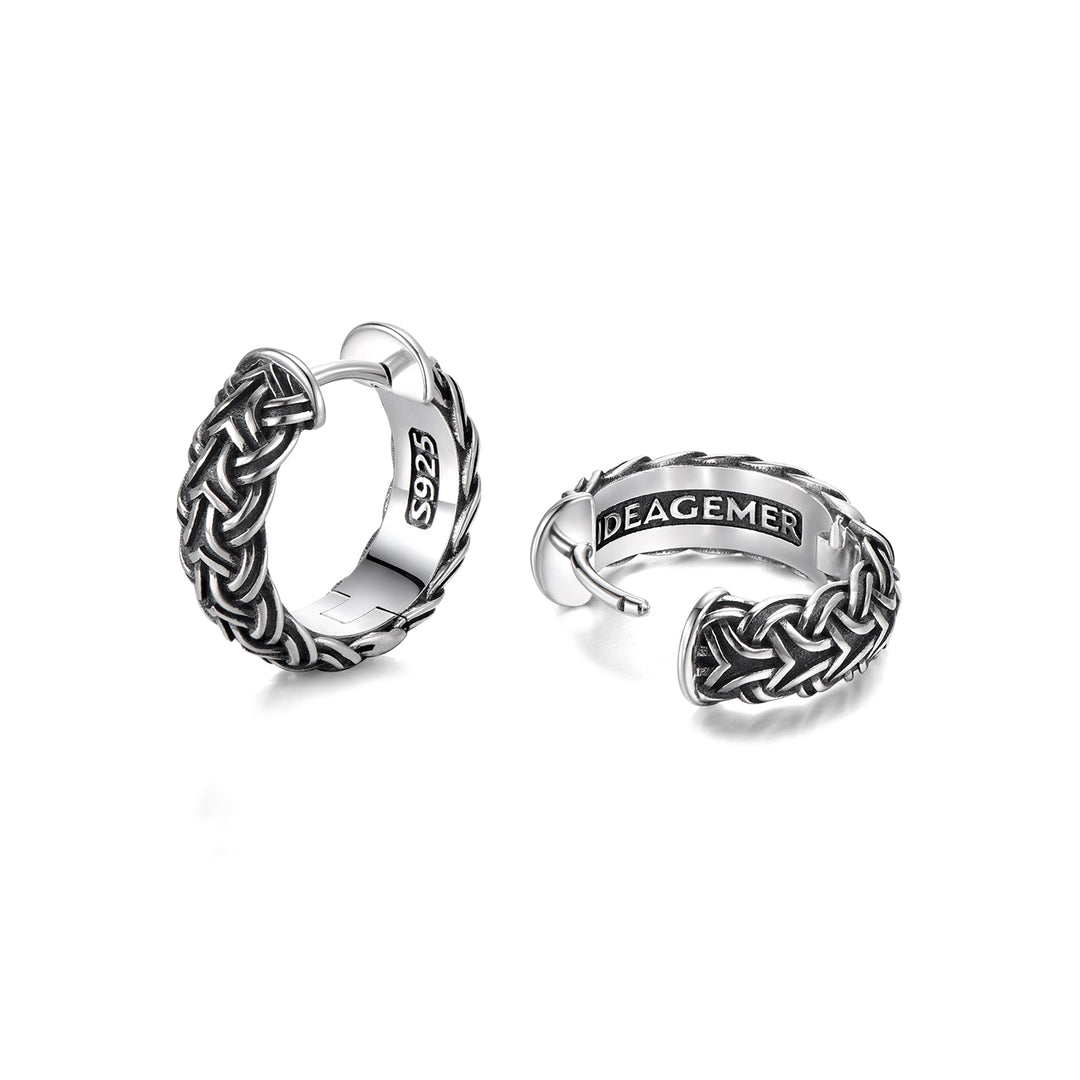 Vintage Braided Wheat Hoop Earrings