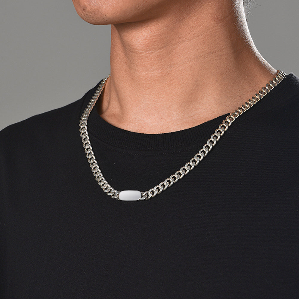 8mm Solid Nameplate Cuban Link Chain