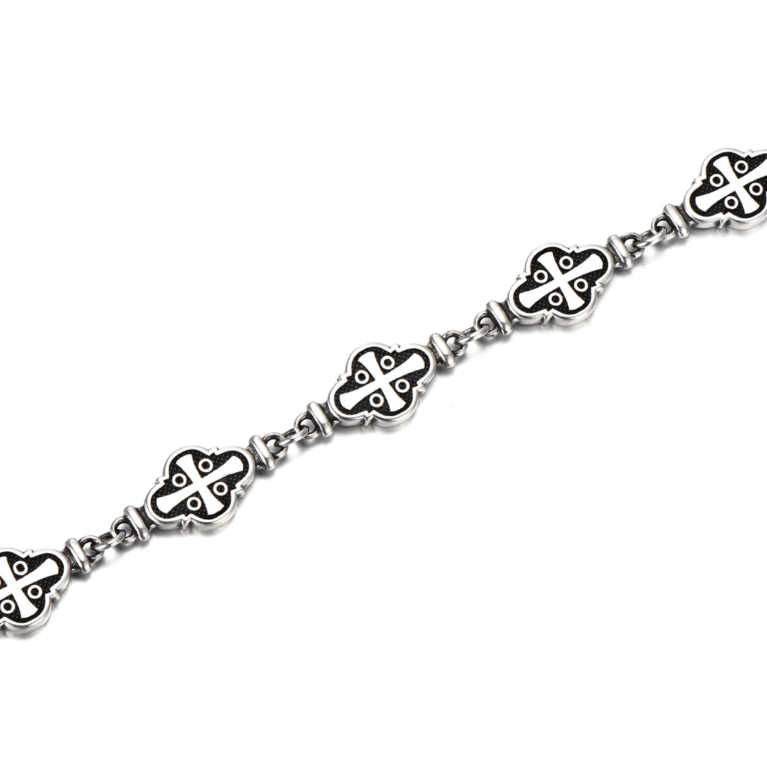 Roman Cross Badge Link Bracelet