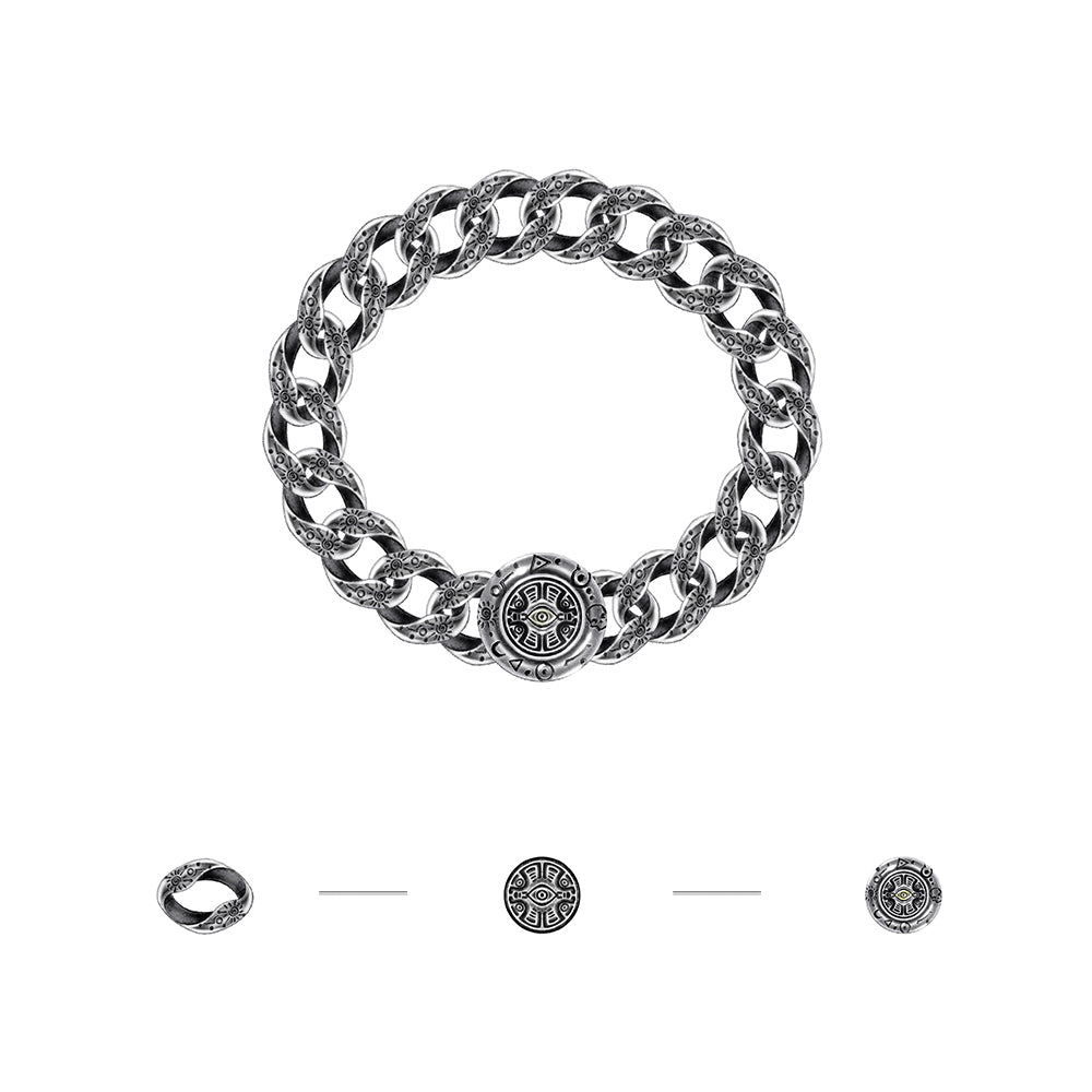 Vintage Totem Pattern Cuban Link Bracelet