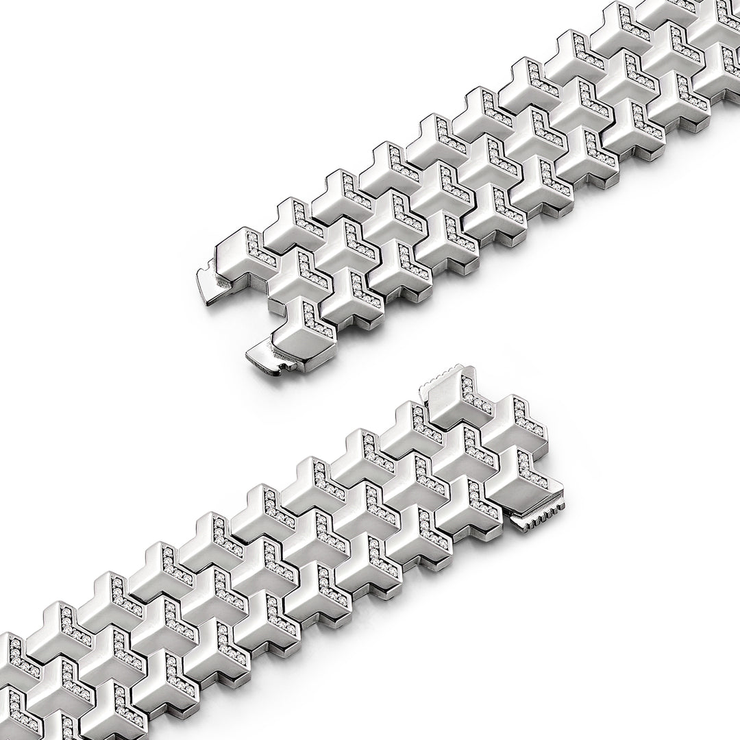 Solid Iced Triple Row Armor Bracelet