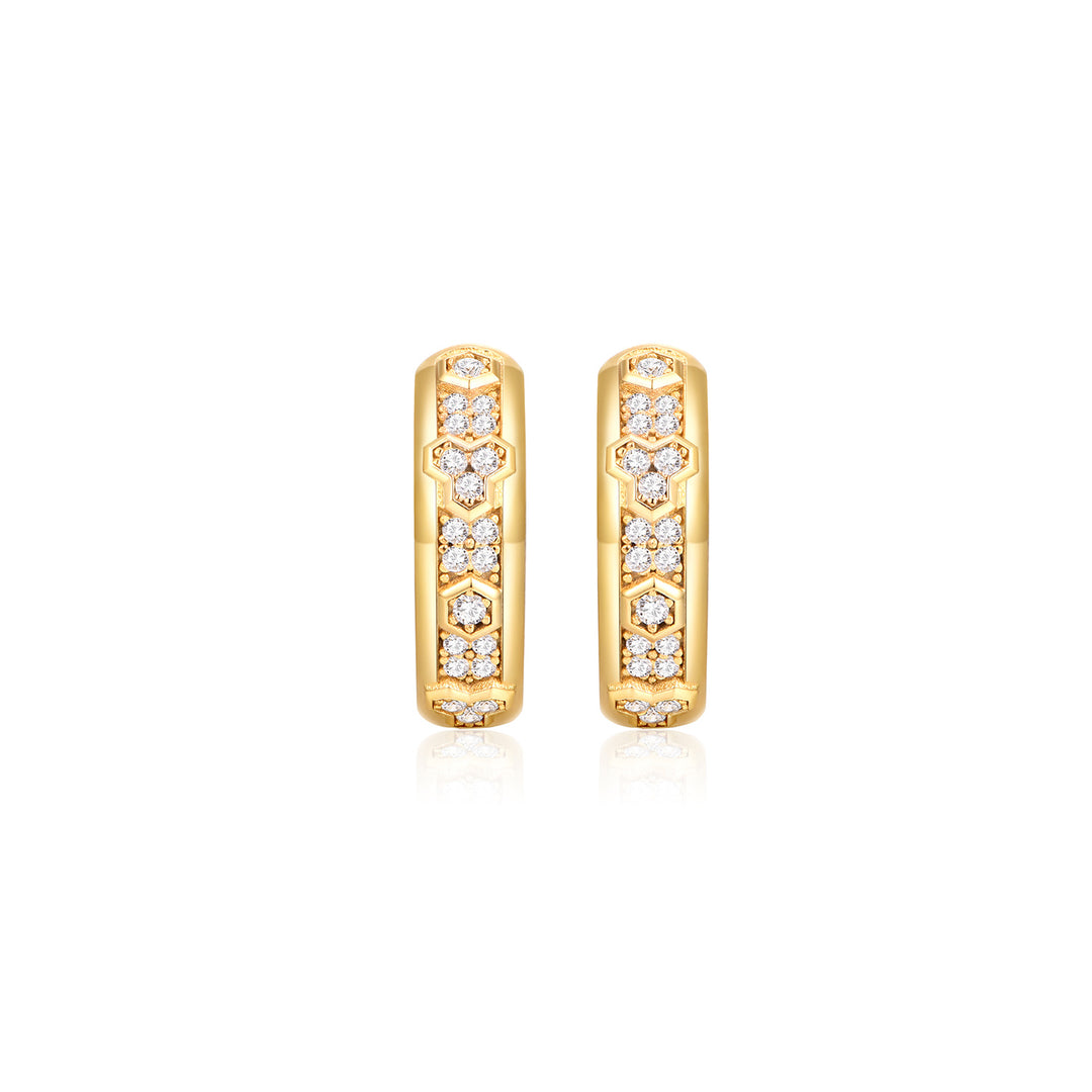 Iced Golden Armor Hoop Earrings