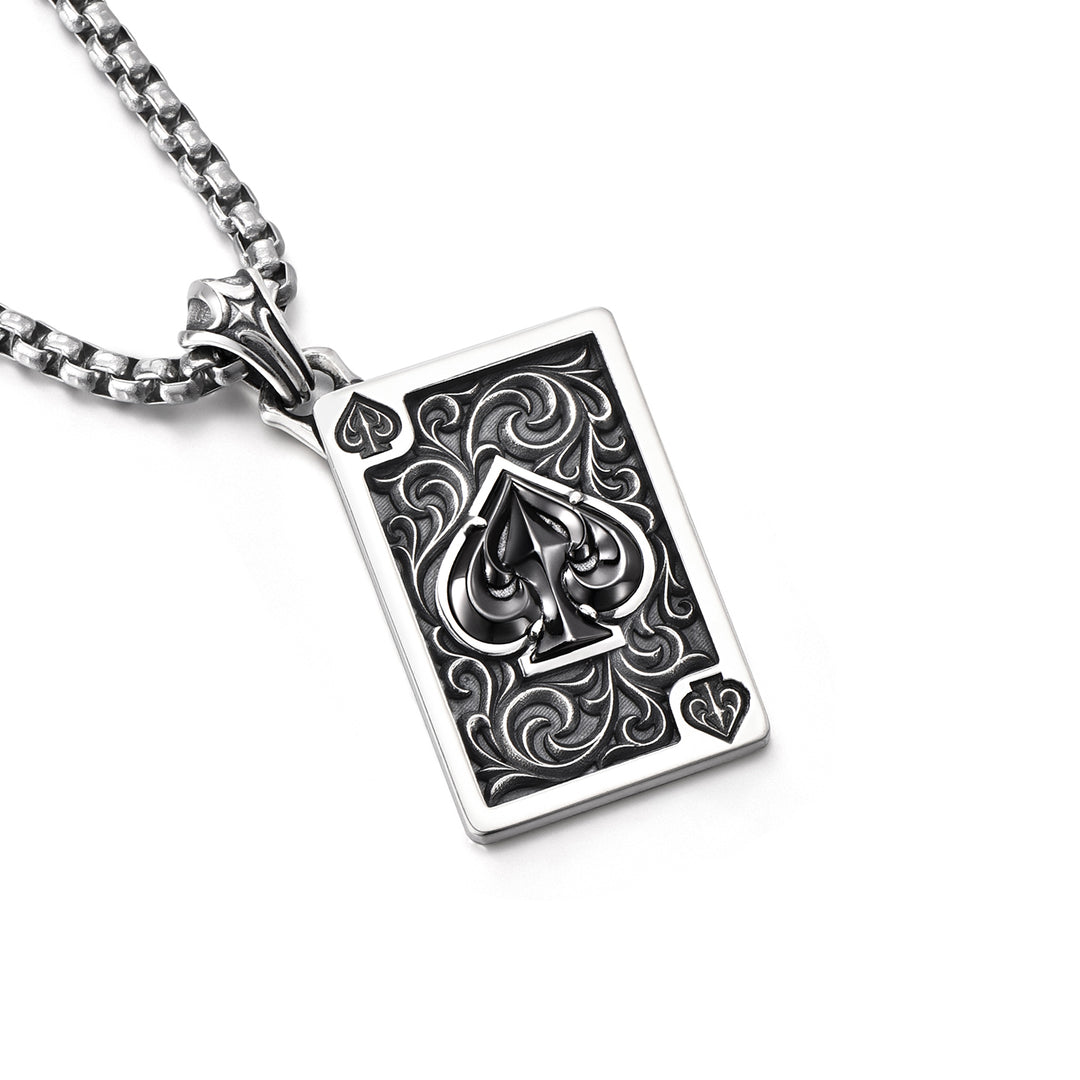 Black Spade Suit Poker Card Pendant