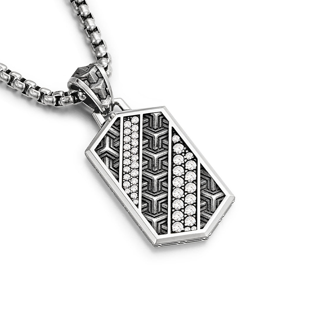 Hexagonal Iced Armor Tag Pendant