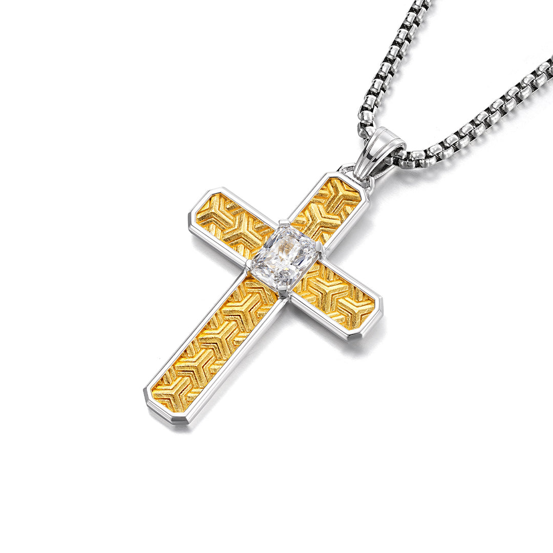 Two-Tone Sovereign Armor Cross Pendant