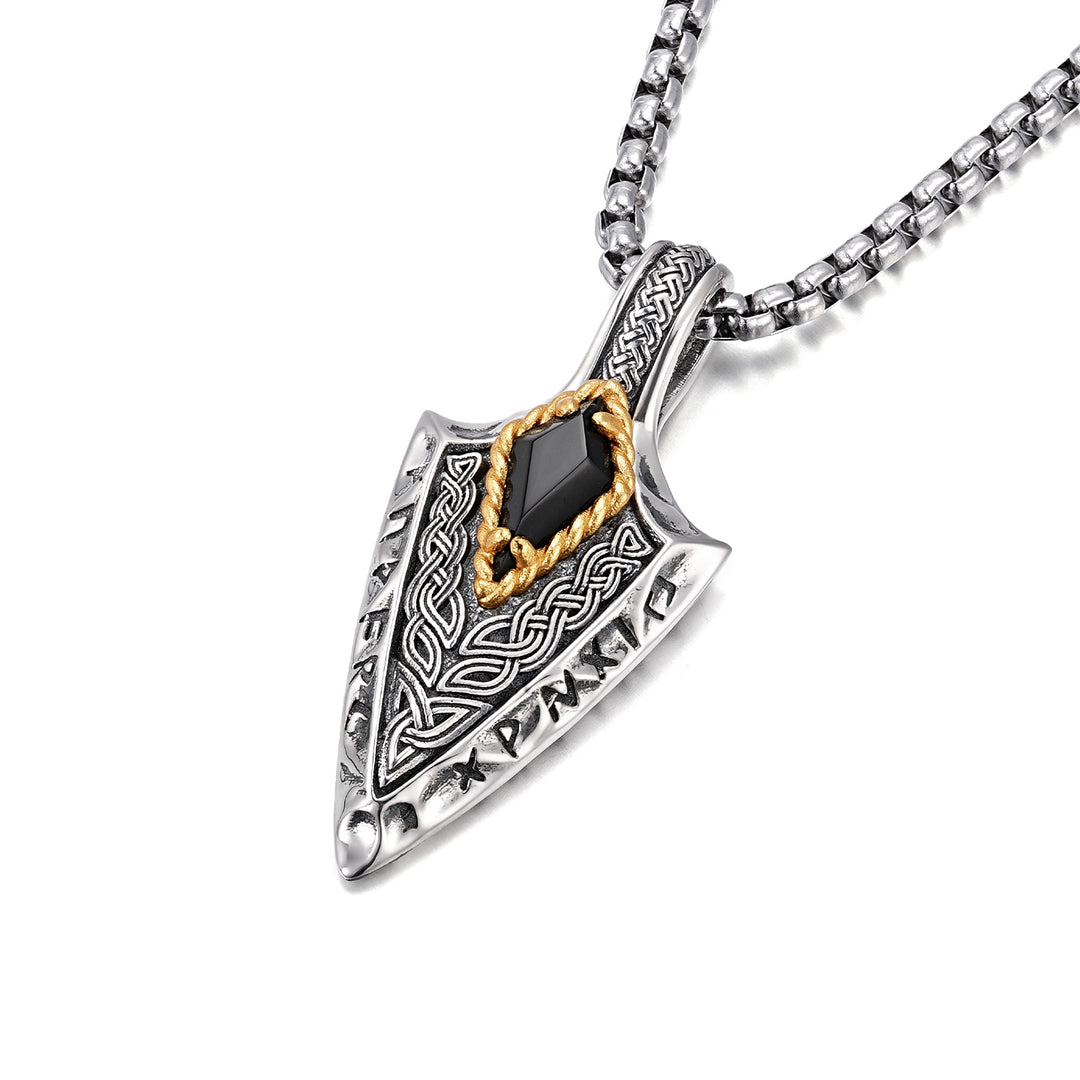 Vintage Runic Guardian Arrowhead Pendant