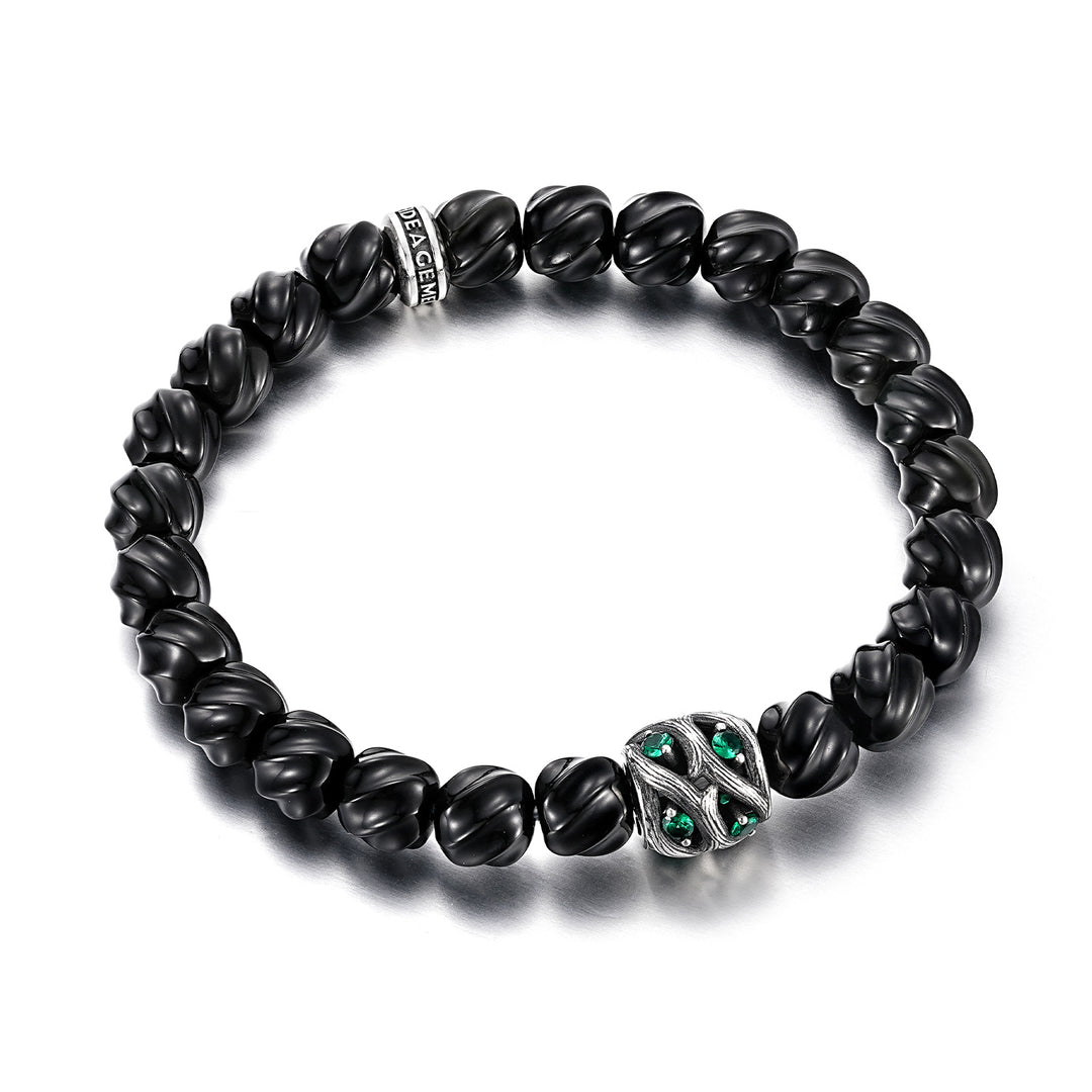Black Onyx Spiral Thorns Beaded Bracelet