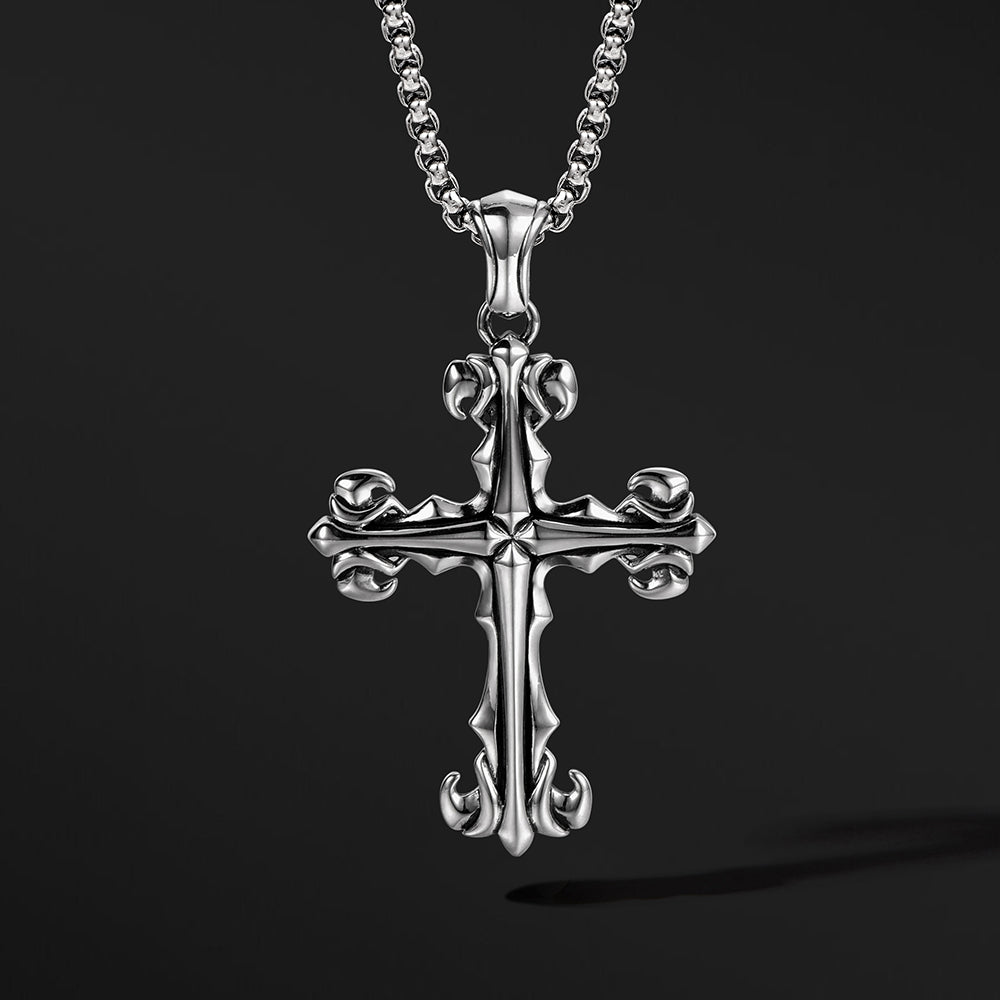 Vintage Lily Cross Pendant