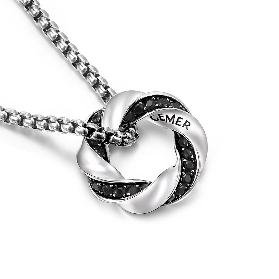 Iced Mobius Hoop Pendant Necklace