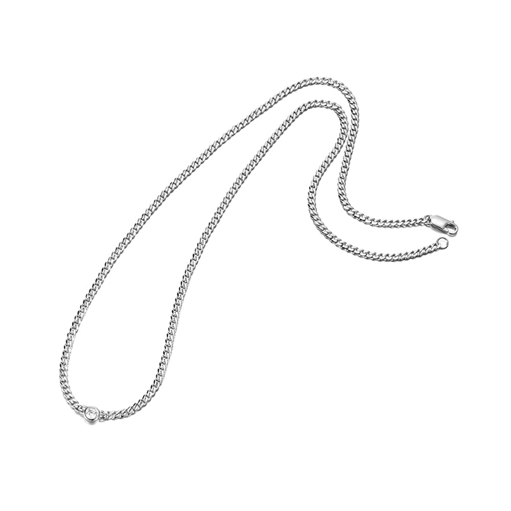 3mm Solo Gem Curb Cuban Link Chain Necklace