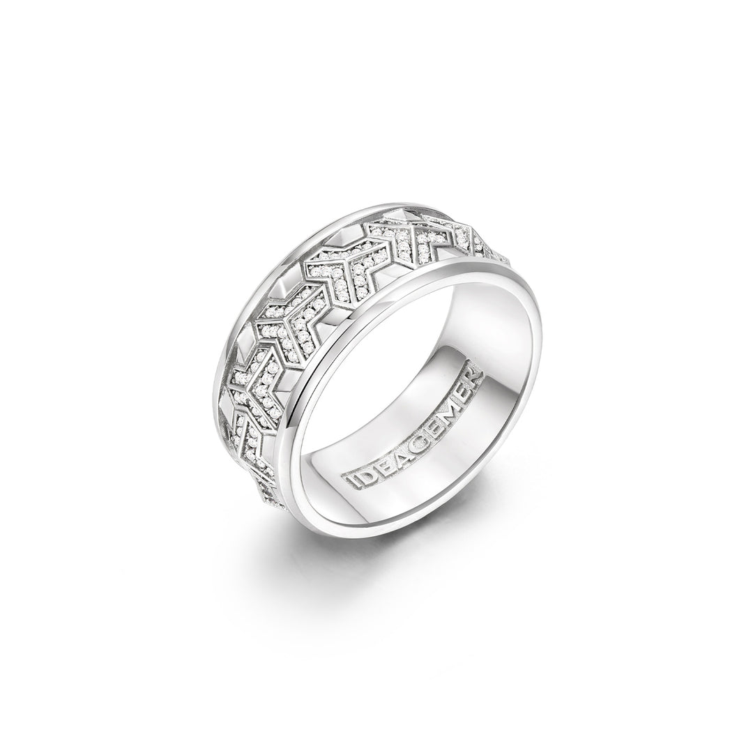 Reverse Iced Out Single Row Armor Ring Band