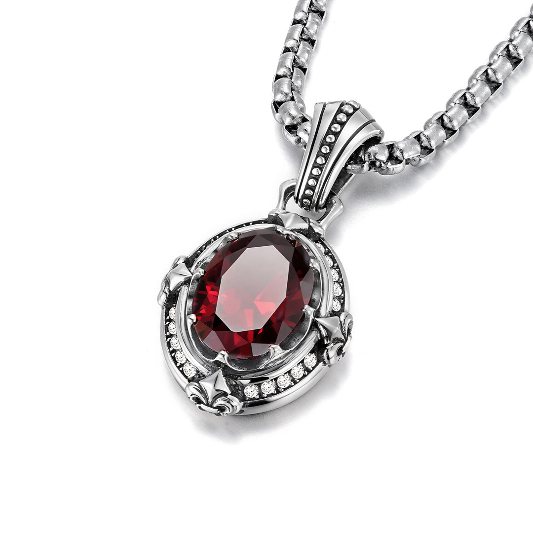Vintage Ruby Fleur-De-Lis Pendant