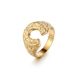 18K Gold Hand Carved Horseshoe Pinky Rings