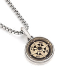 IDEAGEMER Compass Sterling Silver Necklace Hip Hop Pendants