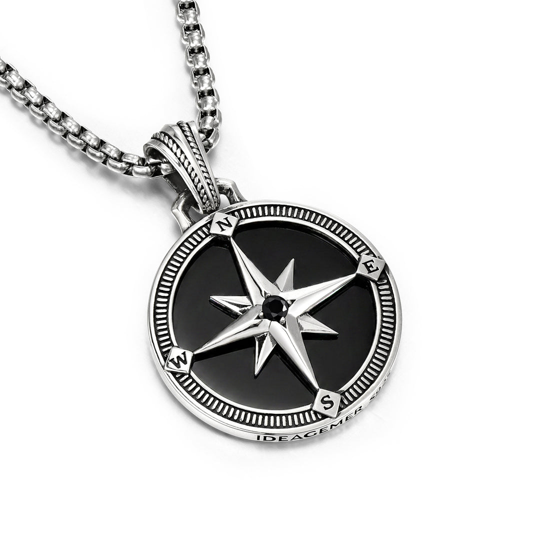 Vintage Black Compass Pendant