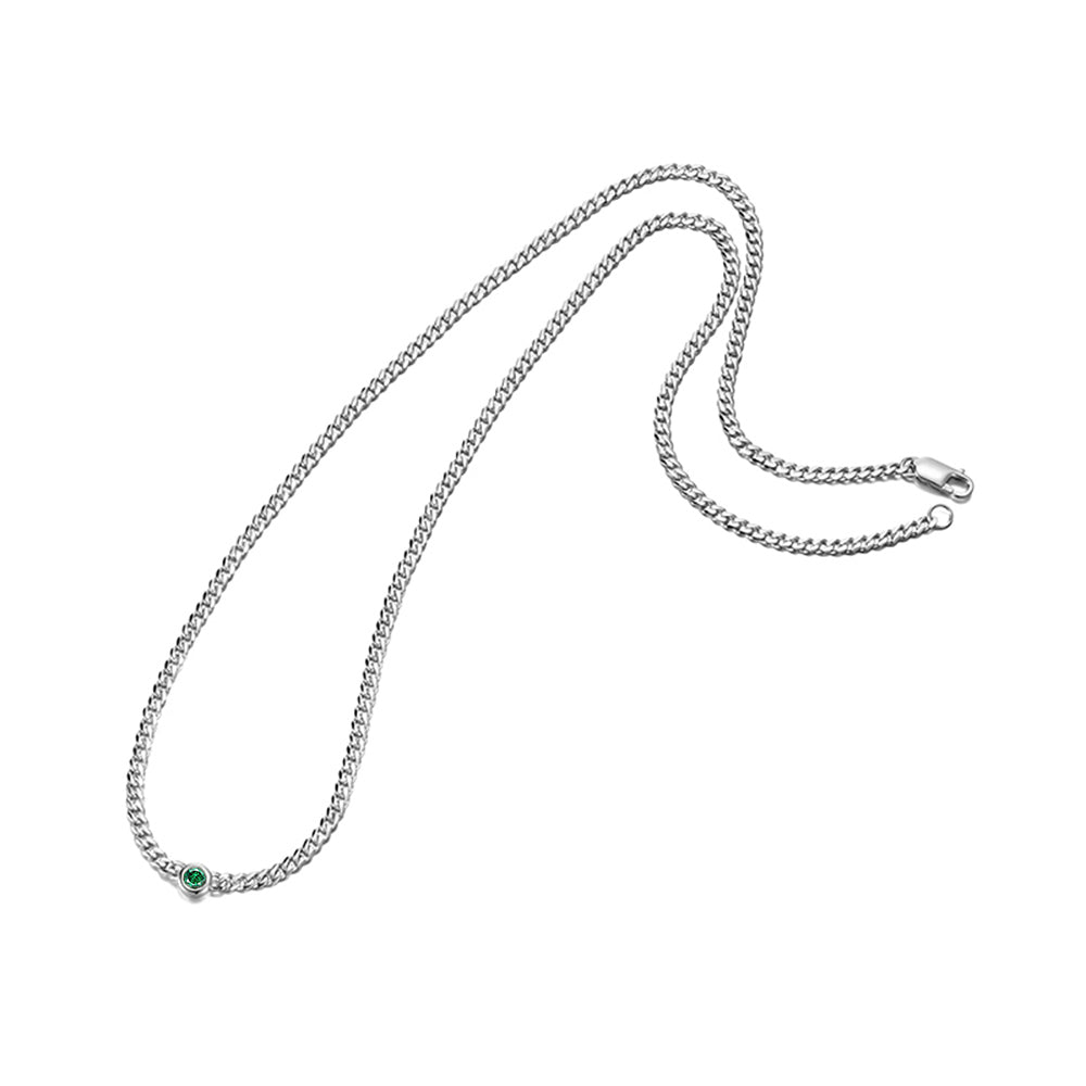 3mm Solo Gem Curb Cuban Link Chain Necklace