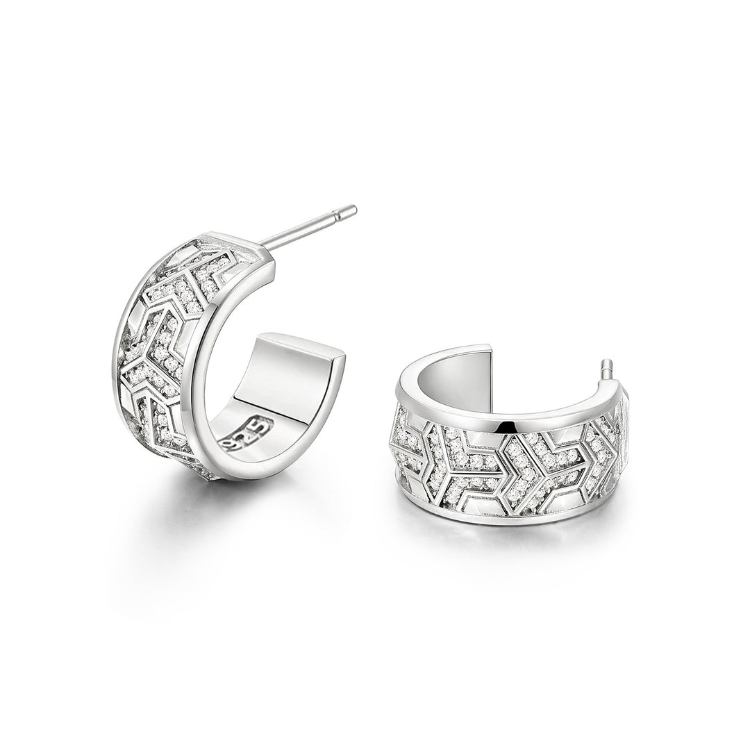 Reverse Iced Out Single Row Armor Hoop Earrings