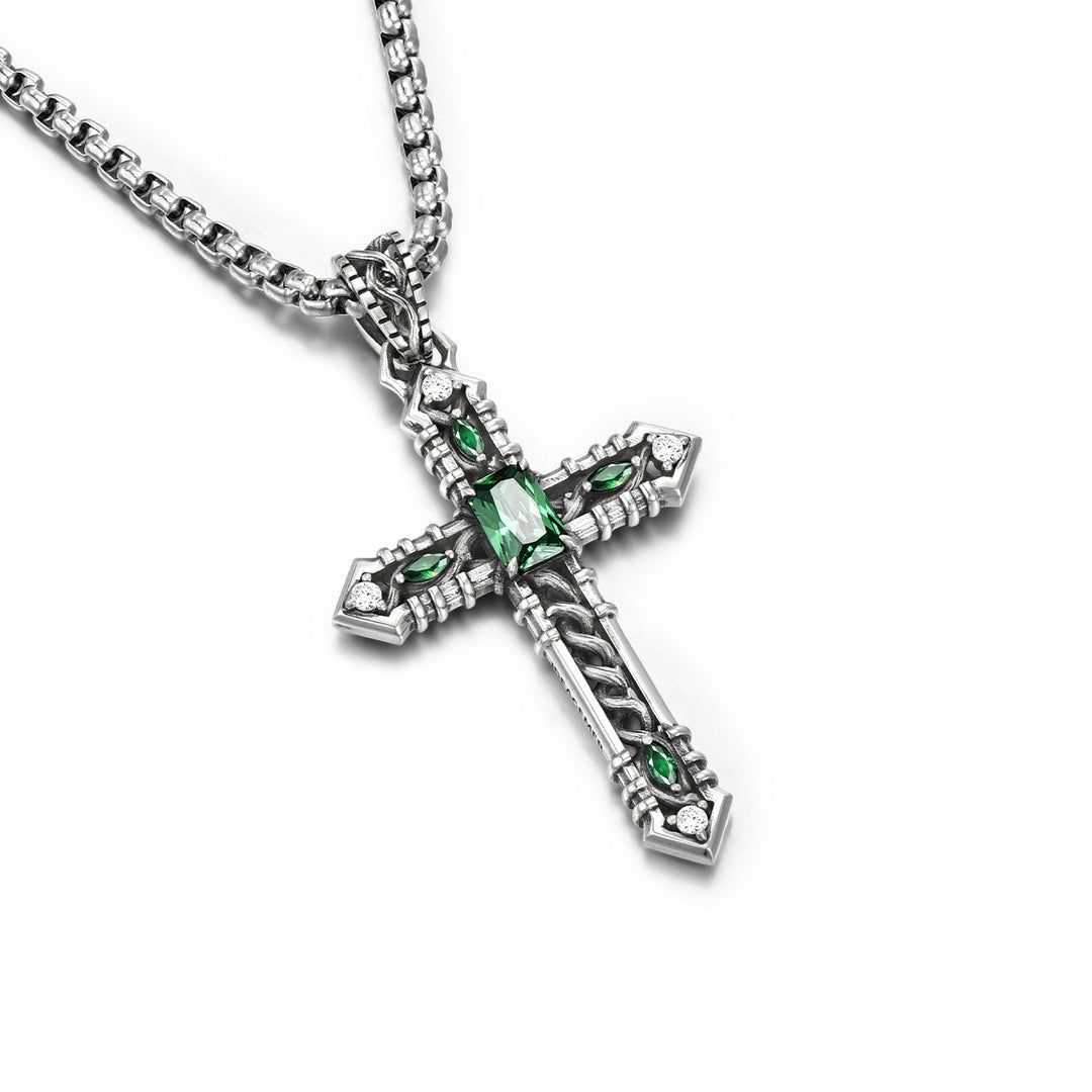 Vintage Verdant Sovereign Briar Cross Pendant