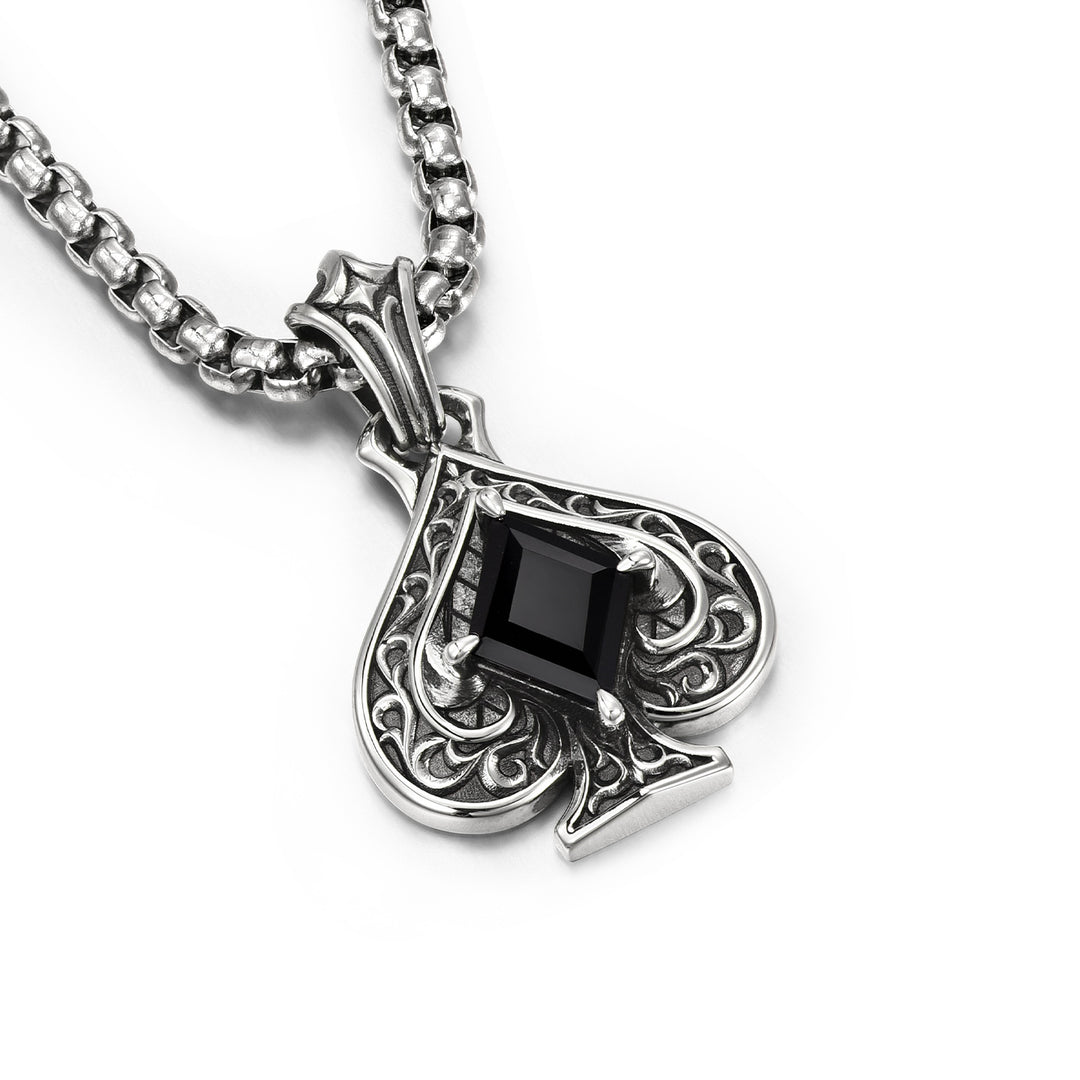Vintage Black Gem Spade Suit Pendant