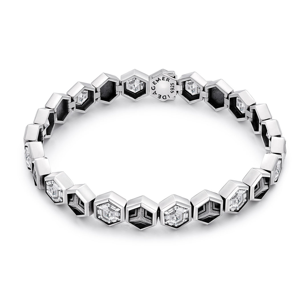 Iced Hexagon Armor Tennis Bracelet