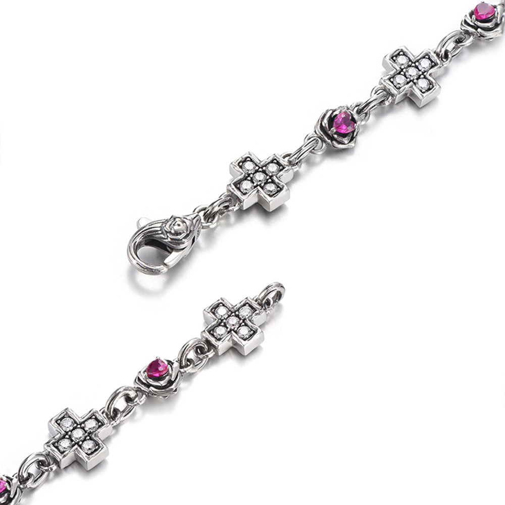 Vintage Greek Cross Roses Bracelet